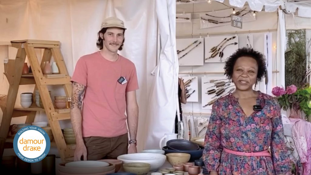 Maryline with local ceramics creator