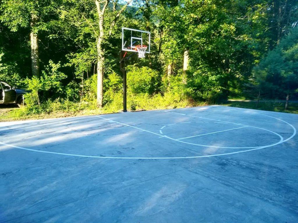 Basketball court near the woods