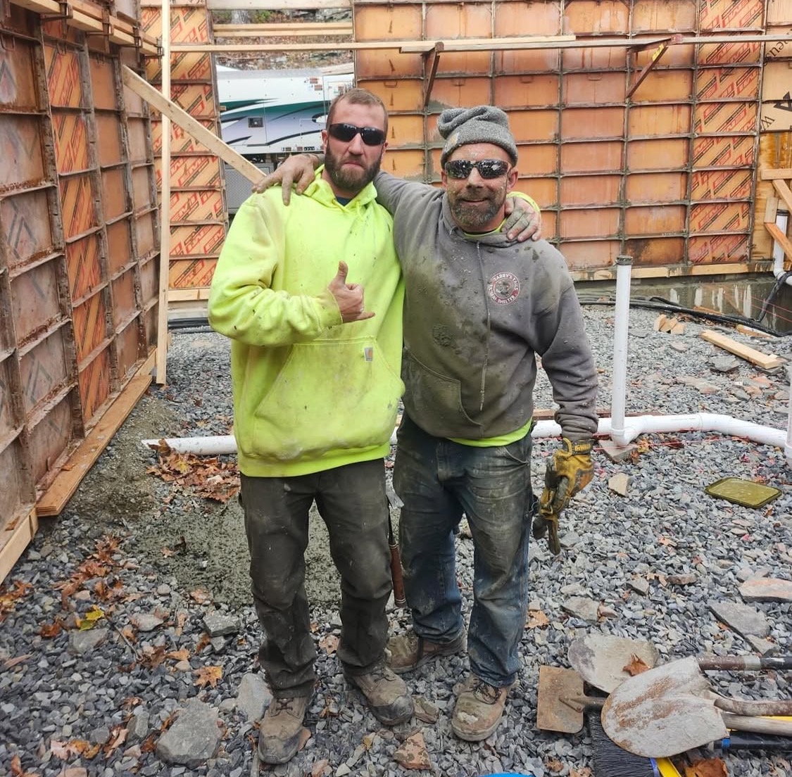 Picture of Fred Drake with construction worker.